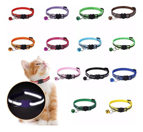 13 Collar De Luz Reflectante Jutang Para Perros Pequeños Y Gatos Collar De Campana De Mascota Collar De Mascotas - $ 104.3