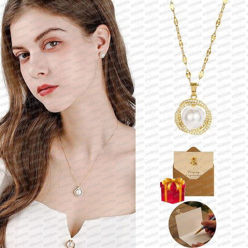 18k Oro Plateado Perla Collar Joyería Joyeria Regalo Mujer, Joyería Para Mujer, Collar De Perlas Para Mujer,regalo De Cumpleaños Y San Valentín - $ 76.45