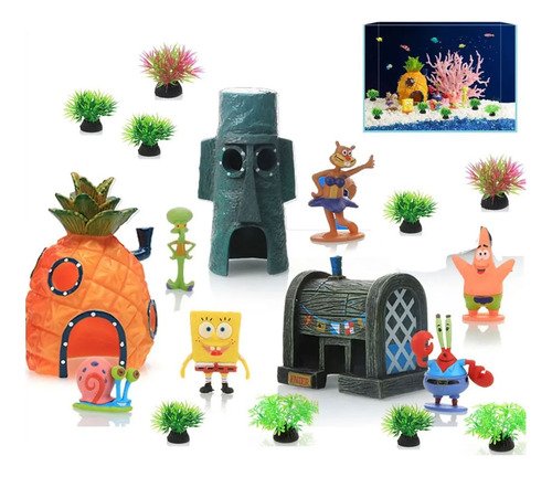 20 Pcs Acuario Pecera Planta Artificiale Y Resina Decorativ - $ 179.55