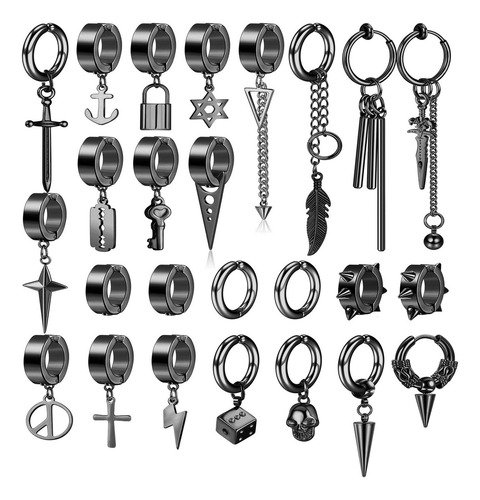 25 Aretes Falsos Piercing Hombre Imán Acero Inoxidable GOOLUU Earring-D - $ 219.99