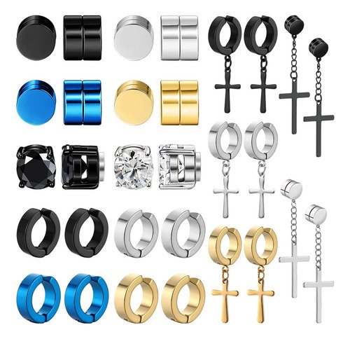 30 Piezas Aretes Falsos Piercing Hombre Imán Acero Cruz - $ 199.99