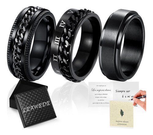 3pzs Anillo Hombre De Titanio Acero Inoxidable Minimalista - $ 78.3