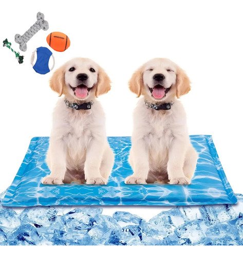 Alfombrilla de refrigeración universal para mascotas grandes y pequeñas, refrigeración rápida de 90 X 50 cm y 4 juguetes para mascotas - $ 179.39