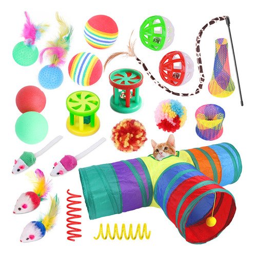 AQNLN 22 Piezas De Juguetes Para Gatos Mascotas Túnel Para Gatos - $ 148.4