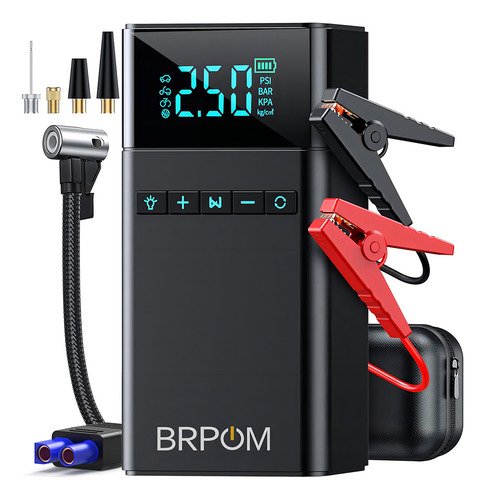 Arrancador De Batería De Auto Portátil Brpom Ml383 De 8500a Con Inflador 150psi para 4 A 8 Cilindros Auto Y Motos herramientas Arrancador De Emergencia cargar Móviles Y Tablets Color Negro - $ 930.2