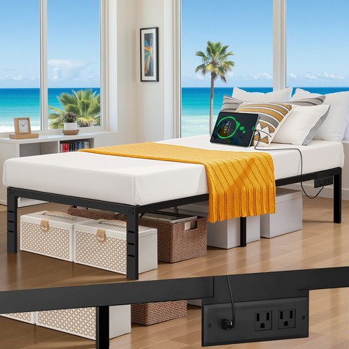 Base De Cama Individual Acero Furrific 190*96cm, Con Enchufe - $ 1,296.5