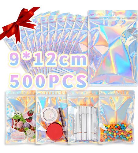 Bolsa Holográfica Multiusos500pieza, Bolsa Hermética Reutilizable Con Diseño Transparente De Doble Lámina De Aluminio, Apta Para Alimentos, Joyas, Cosméticos, Accesorios, Etc. (9 * 12cm) - $ 98.7