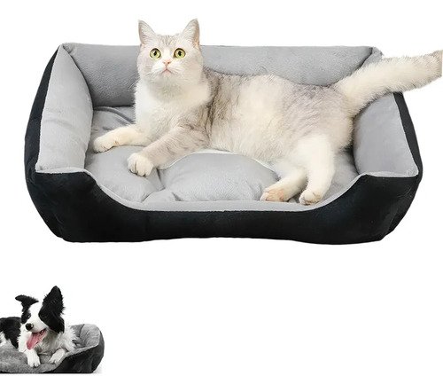 Cama Grande Para Perro Resistente Color Negro / Gris 60cm - $ 199.37