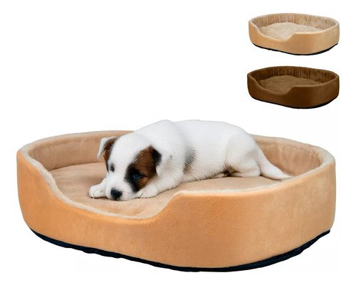 Cama Para Perro Mediana Afelpada Resistente Cómoda Suave Color Beige Diseño Rectangular - $ 269
