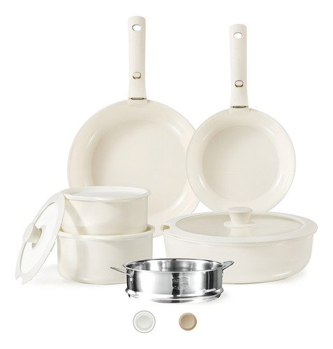 Carote Set De 12 Sartenes Antiadherentes Mango Desmontable Color Blanco - $ 1,130.81