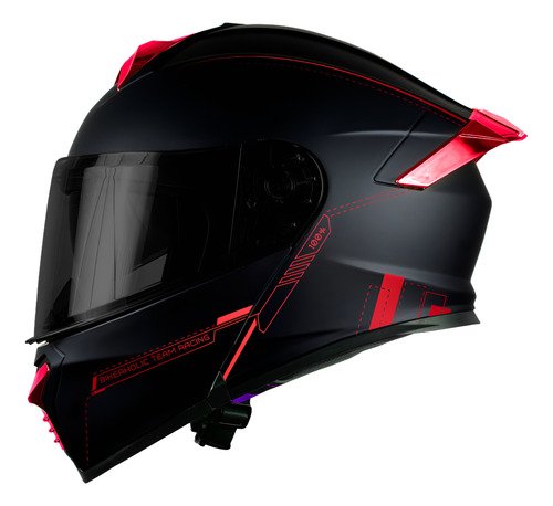 Casco Kov Abatible Thunder Racing Rojo Dot Moto Certificado - $ 1,281