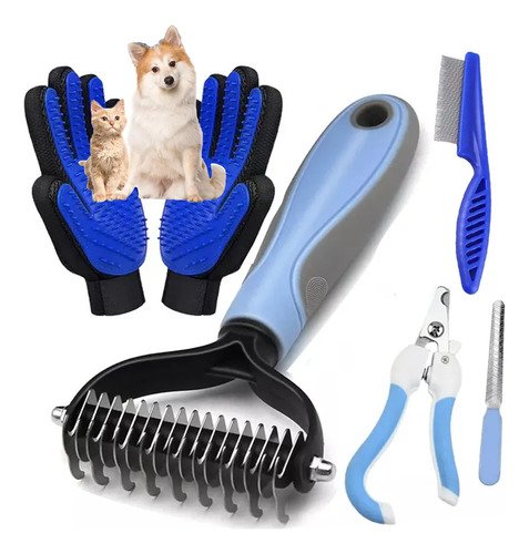 Cepillo Deslanador Perro Gato Peine Mascotas Masajeador Kit - $ 118.44