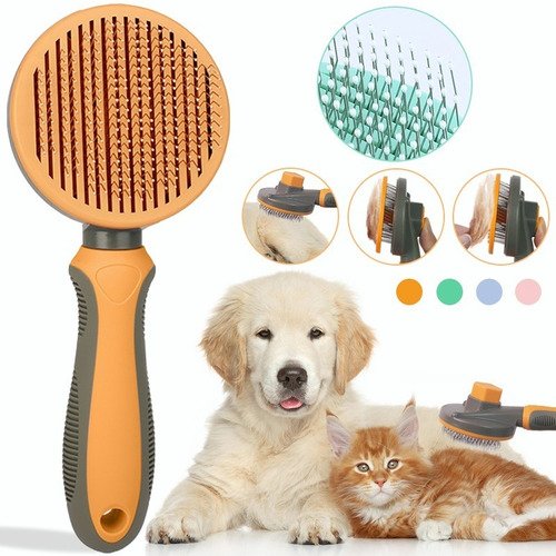 Cepillo Peine Deslanador Perro Gato Para Quita Pelo 2 En 1 Color Naranja - $ 108.46