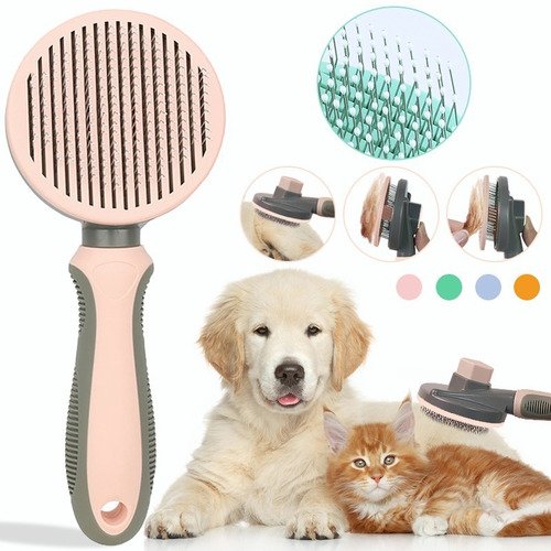 Cepillo Peine Deslanador Perro Gato Para Quita Pelo 2 En 1 Color Rosa Claro - $ 108.46