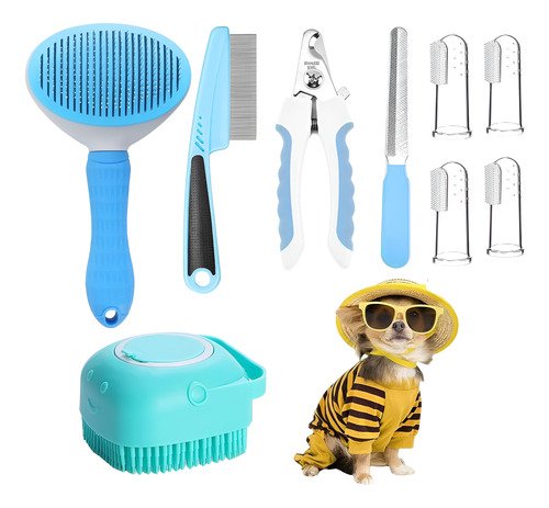 Cepillos De Baño Para Mascotas Perros Profesional 9 Pzs Kit - $ 108.17