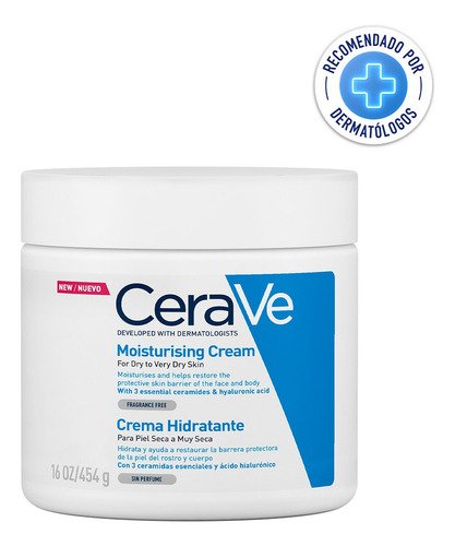 CeraVe Crema Hidratante Piel Seca a muy Seca | Piel Hidratada hasta por 48 Horas | Con 3 Ceramidas Esenciales | Contiene Ácido Hialurónico | Desarrollada con Dermatólogos | 454ml | 16oz - $ 241.51