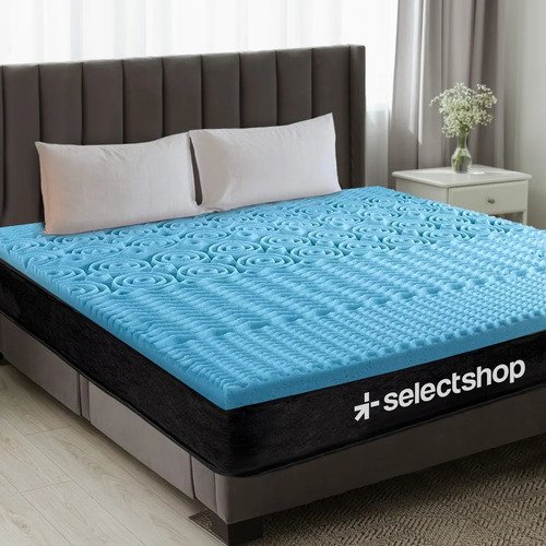 Colchoneta Memory Foam Matrimonial Sobre Colchón Fresca 5cm Color Azul - $ 829