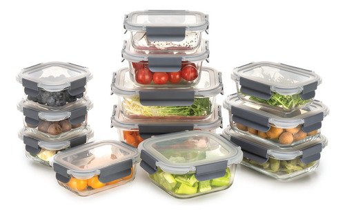 Contenedores Tóper De Vidrio Herméticos Con Tapa Juego 12 Recipientes 24 Piezas Styrka CJC02 - $ 595.2