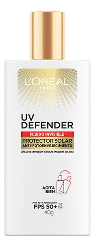 Crema L"Oréal París UV Defender Fluido Invisible para Todo Tipo de Piel FPS50 40ml Bloqueador Solar - $ 188