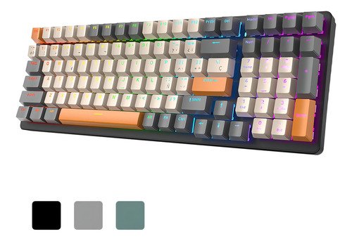 Free Wolf K3 Teclado Gamer Mecánico Teclado con Cable QWERTY Eje verde español color Gris Y Blanco con luz RGB - $ 521.42