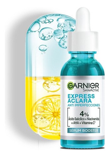 Garnier Express Aclara Sérum Antiacné con Ácido Salicílico, Uso Día y Noche, 30 ml - $ 156
