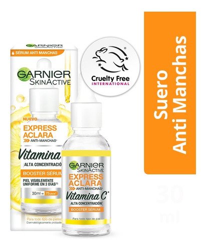Garnier Express Aclara Sérum Antimanchas con Vitamina C, Uso Día y Noche, 30ml, Todo Tipo de Piel - $ 169