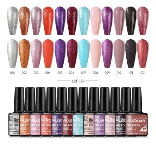 Gel Para Esmalte De Uñas Semipermanentes Beaucat (12 Kit De) - $ 112.8