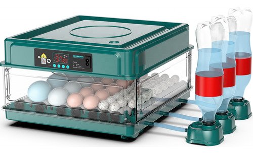 Incubadora (48 Huevos) Pollos Y Aves Con Giro Automatico Con Manual en Español,se Pueden Conectar Baterías - $ 1,200
