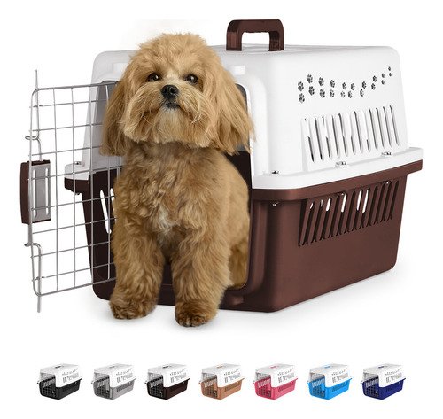 Jaula Transportadora de Mascotas Portátil Perro Gato Tamaño Mediano Soporta 8 kg Ventilado Blick Color Marrón Oscuro - $ 199