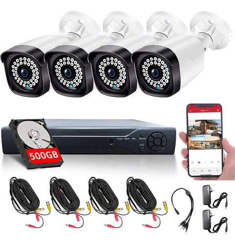 Kit De Cámaras De Seguridad 2mp 4 Cámaras Disco 500gb Boeroy Tzb36 - $ 1,343.16