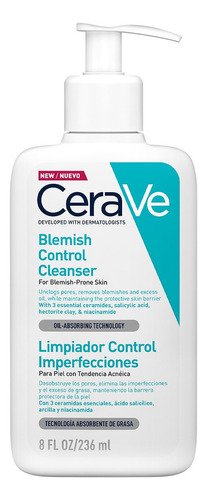 Limpiador Cerave Control Imperfecciones Para Piel con Tendencia Acnéica de Todas las Edades de Dia y Noche 236ml Skin Care - $ 239