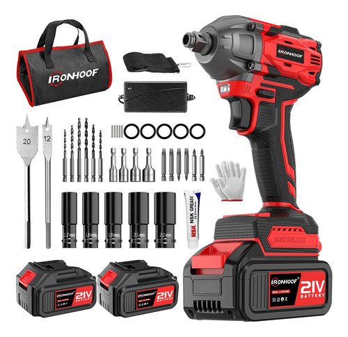 Llave De Impacto Inalámbrica Electrica 21v 1/2 520 Nm 2 En 1 Ironhoof XMMXF128RB - $ 697.65