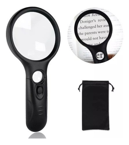 Lupa Led De Mano 3x 45x Para Lectura, Mapas, Monedas Y Joyas - $ 119.6