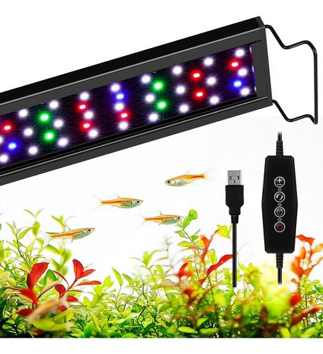 Luz Lámpara Para Peceras Usb Soporte Telescópico Led 30-50cm 10w Lámpara De Full Spectrum Para Acuario Con Temporizador, Soporte Ajustable Y Extensible Para Acuarios - $ 297.12
