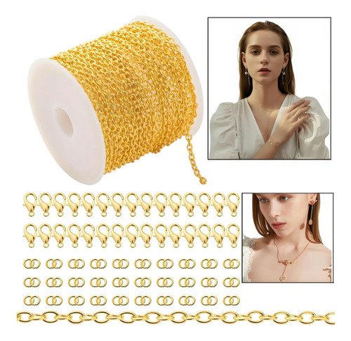 Materiales Cadenas De Acero Inoxidable Dorado Hacer Joyas - $ 87.72