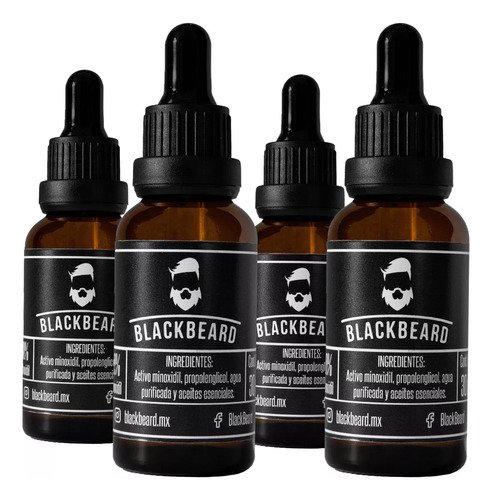 Minoxidil 10% Blackbeard Con Cafeína 4x3 (4 Frascos) - $ 491.4