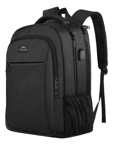 Mochila Para Laptop De 15.6 Pulgadas, Mochila De Viaje Para Laptop, Con Puerto Carga Usb, Ideal Para Negocios, Mejor Mochila Para Escolar, Antirrobo Matein 1007 Color Negro - $ 295.82