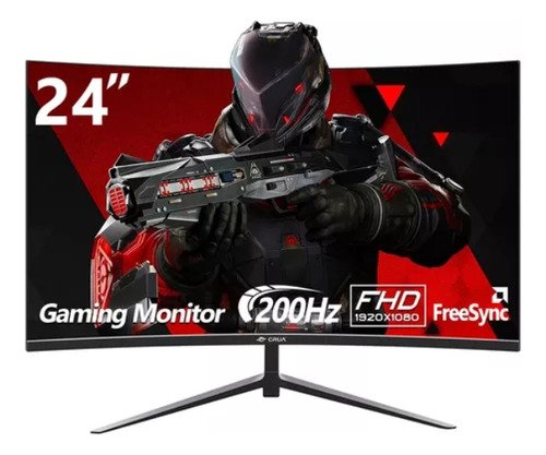 Monitor de 24 pulgadas para juegos, pantalla curva CRUA CR240DM-P Gaming, 200 Hz, FHD sincronización libre, FULL VA LED, HDMI, DisplayPort, color negro - $ 2,377.07