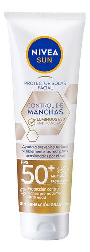 NIVEA SUN Protector Solar Facial Anti-Manchas Luminous630 FPS50 40 ml con Ácido Hialurónico, Vitamina E, textura ligera, refrescante y de rápida absorción sin sensación grasosa o pegajosa - $ 206
