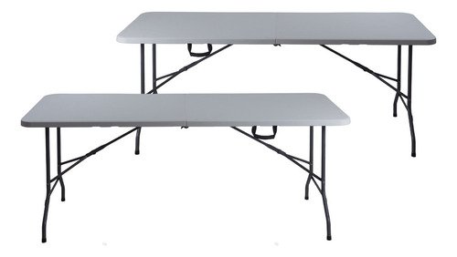 Paquete De 2 Mesas Plegables Portafolio De Plástico 1.8 Color Blanco - $ 1,432