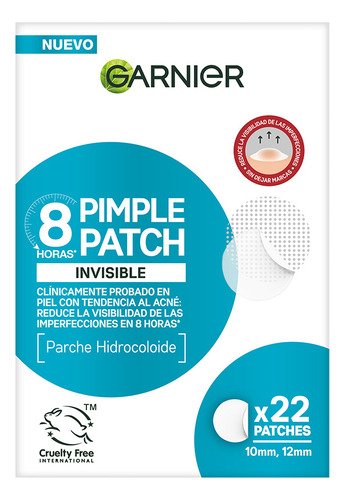 Parches Invisibles para acné Pimple Patch que reducen la visibilidad de las imperfecciones en 8 horas de Garnier: Clínicamente Probado, Parche Hidrocoloide, 22 piezas 10mm x 12mm, Cruelty Free, Vegano - $ 123.75