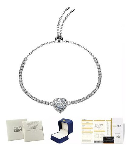 Pulsera Joyeria Plata925 Moissanita Aniversario Mujer - $ 388.22