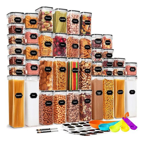 Set 42 Recipiente Hermetico Contenedor Alimentos Almacenar Color Transparente - $ 719.52