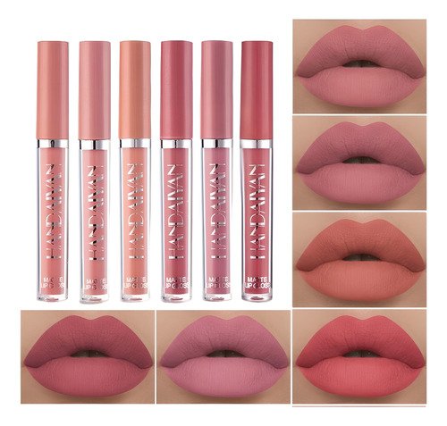 Set De 6 Labiales Handaiyan Lápiz Labial Color Rojo Mate - $ 138.04