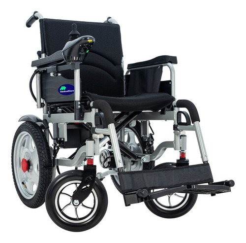 Silla de Ruedas Eléctrica Plegable Todo Terreno Gris Joystick Ajustable Asiento Acolchado Descansabrazos Abatibles Cinturón Frenos Electromagnéticos - $ 8,699