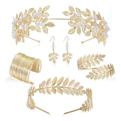Tiaras Novia Boda Tocado Juego Joyas Aretes Color Oro Corona - $ 188.16