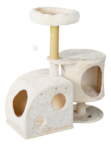 Torre Árbol Rascador Para Gato Con Casa Color Beige - $ 597.54