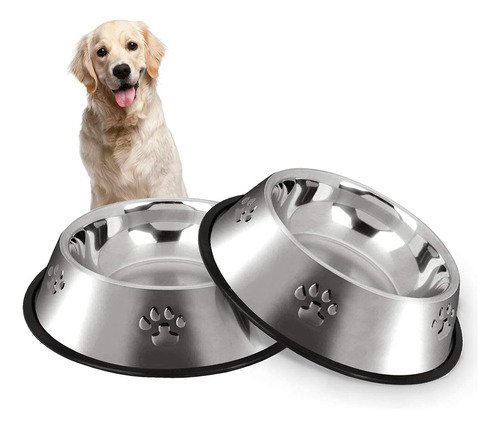 Vakrny 2 Pack Plato Mascota Comederos Para Agua Perros Color Acero - $ 147.99