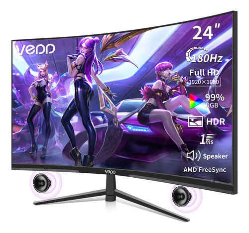 Vedd Computadoras Monitor Curvo Gamer 24 Pantalla 180hz 1ms,Full HD 1080P Monitor Para PC Xbox Series X/S,Eye Care,AMD FreeSync, Altavoces Integrados,HDMI 2.0,DP 1.4 - $ 2,084.92