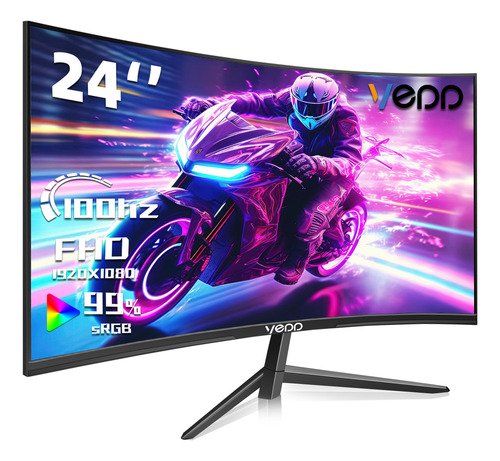 Vedd Monitor Curvo Gamer 24 Pantalla 100hz Fhd Hdmi 1ms Fhd Hdmi Freesync Monitor Gamer Curvo Led Negro - $ 1,645.19